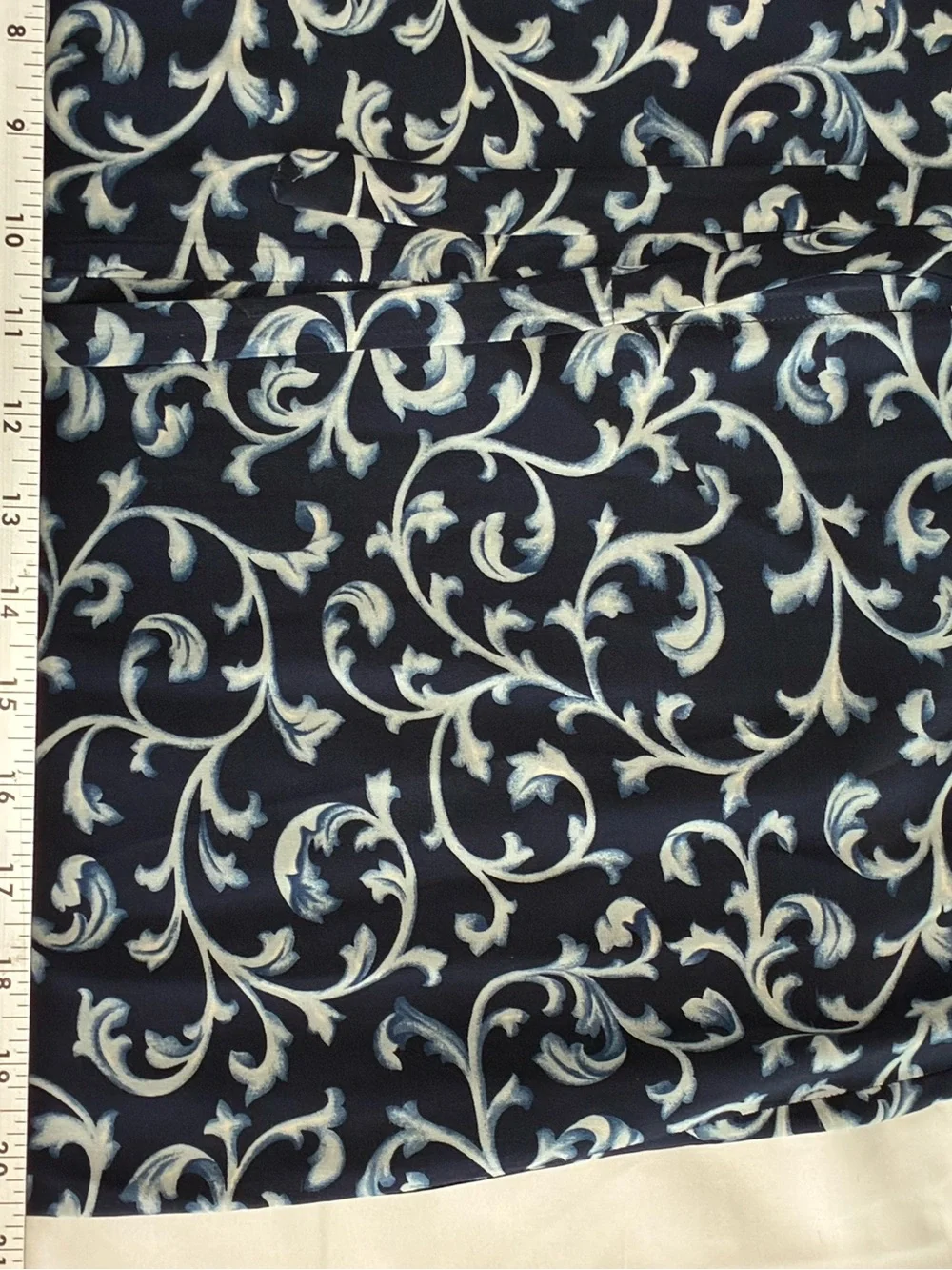 Ellen Tracy 12 Navy and White Filigree Silk Printed Drawstring Maxi Pencil Skirt